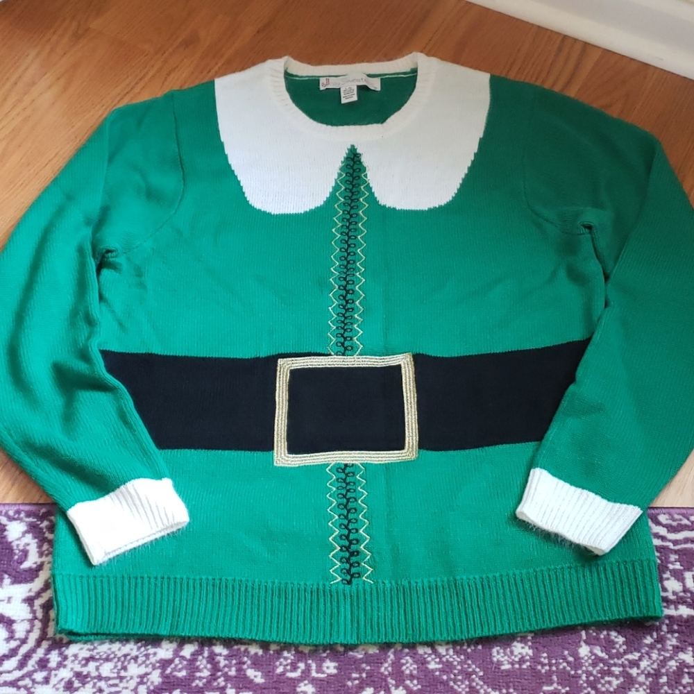 Ugly Christmas Sweater, Elf Sweater Size L